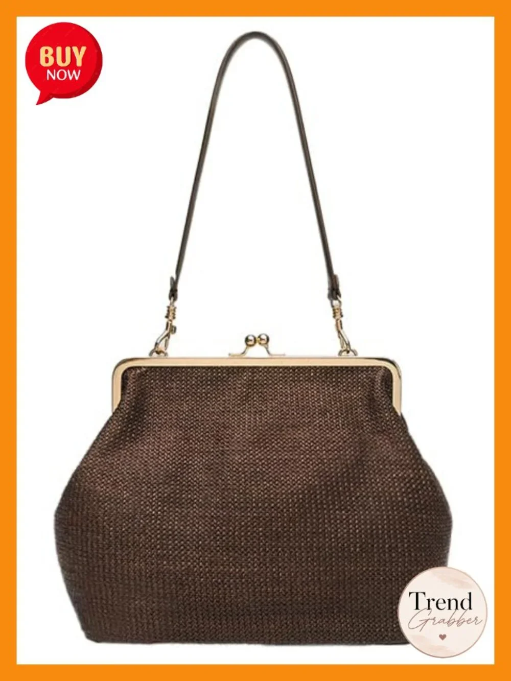Straw Hobo Shoulder Bag Tote Satchel Kiss Lock Beach Summer Purse